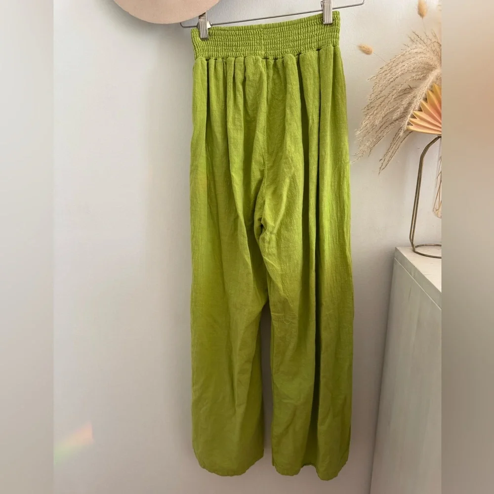 Green Women's Breezy Wide Leg Pants - Picture 4 of 6